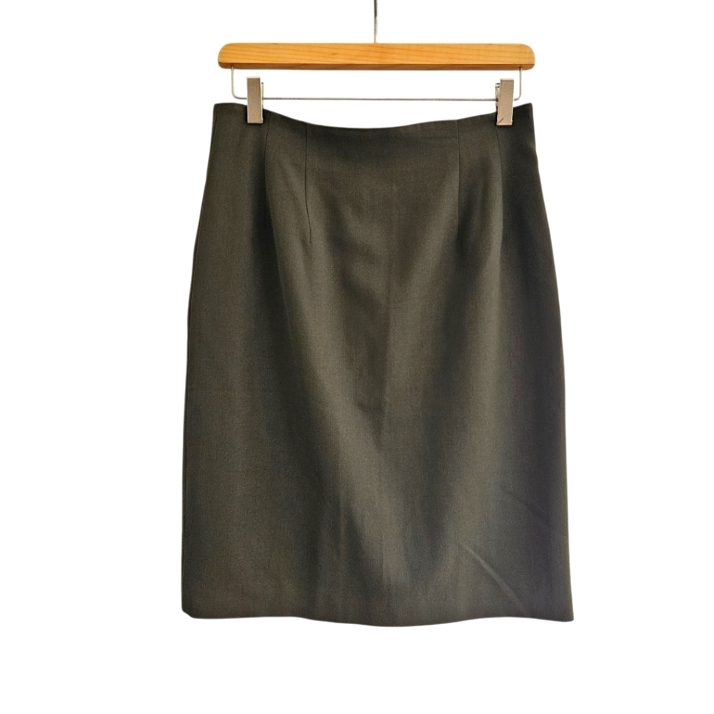 Vintage Pappagallo 100 Worsted Wool Pencil Skirt Green USA L